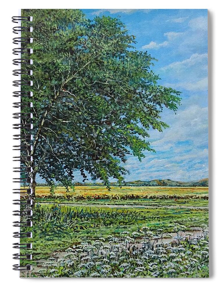 Landscape Spiral Notebook featuring the painting Summer Field by Sinisa Saratlic
