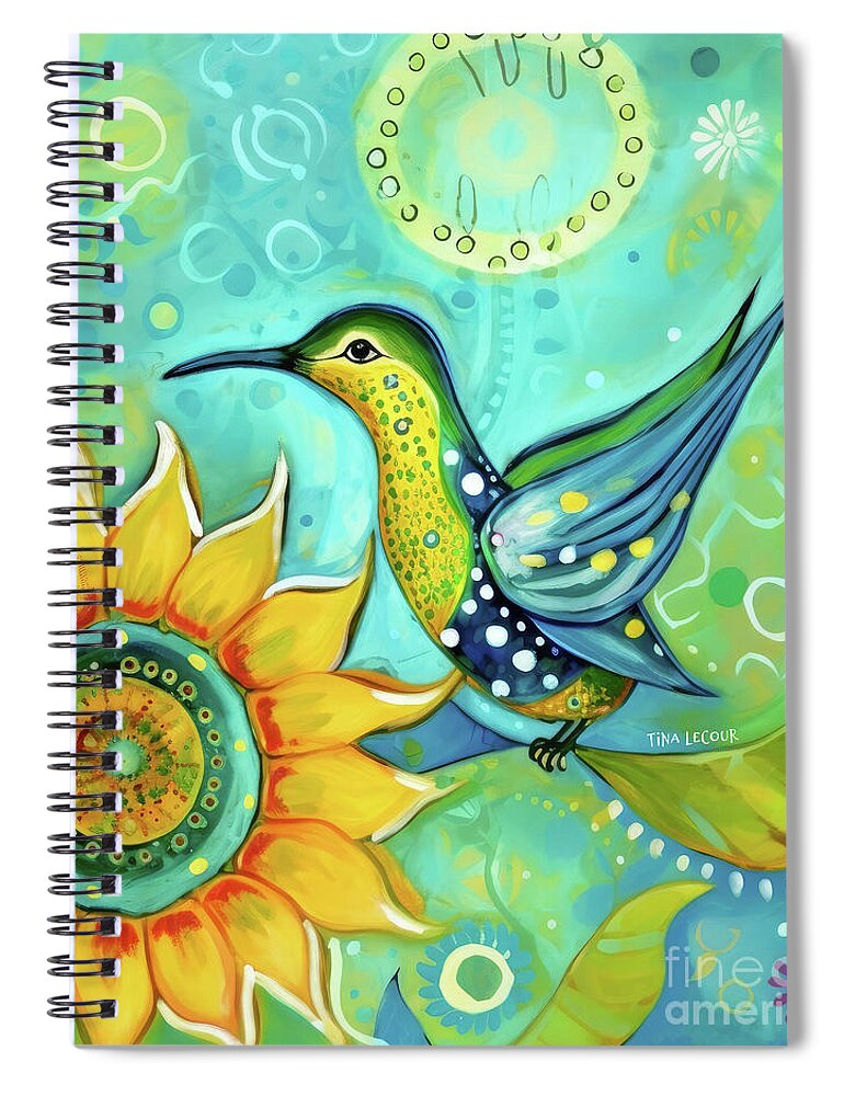 Hummingbird Spiral Notebook featuring the painting Summer Hummer by Tina LeCour