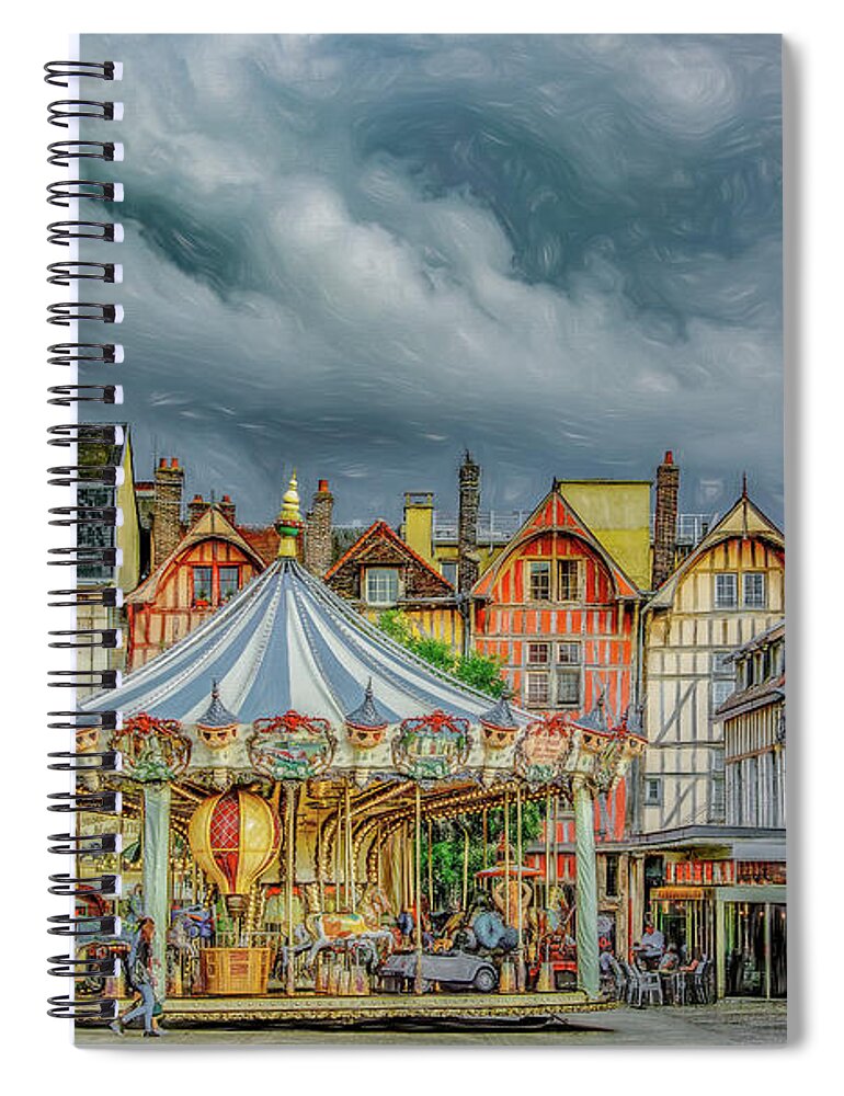 Troyes Spiral Notebook featuring the photograph Summer in Troyes, France by Marcy Wielfaert