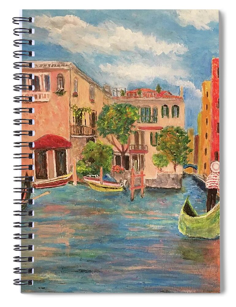 Gondola Spiral Notebook featuring the painting Summer in Venice by Anne Sands