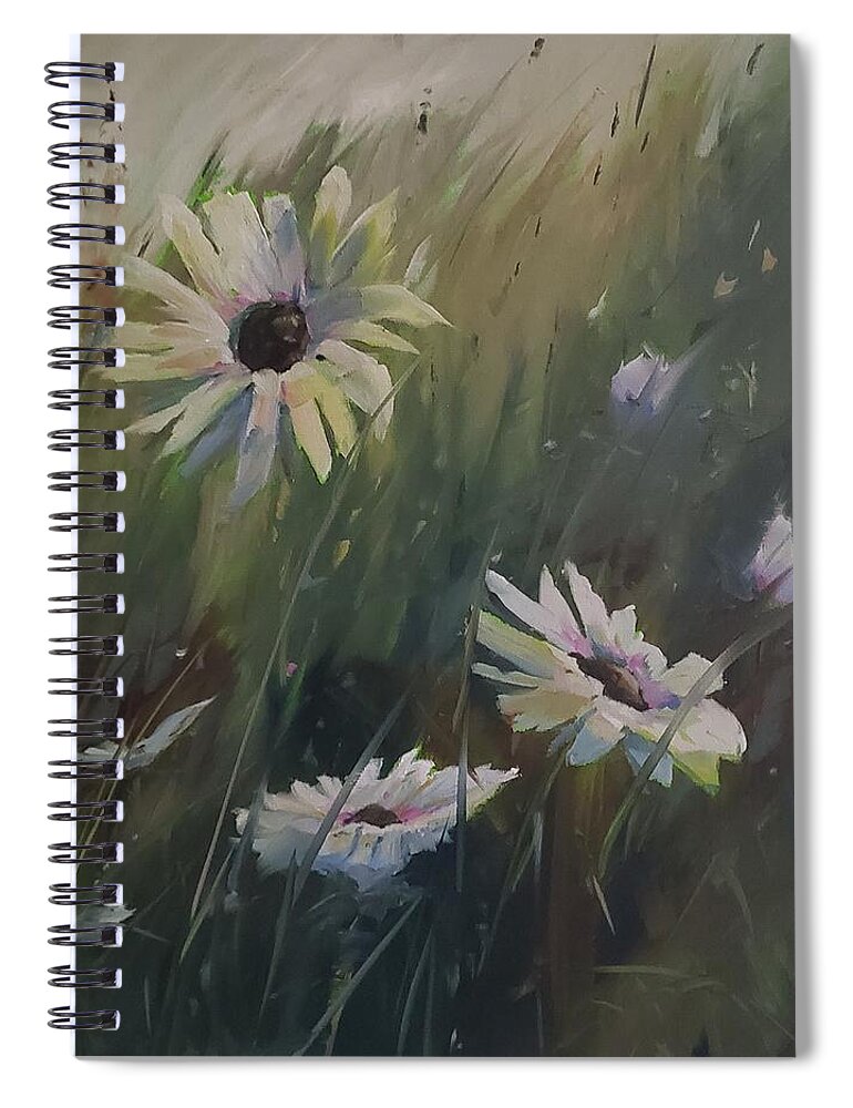 Daisy Spiral Notebook featuring the painting Summer is Daisies by Sheila Romard