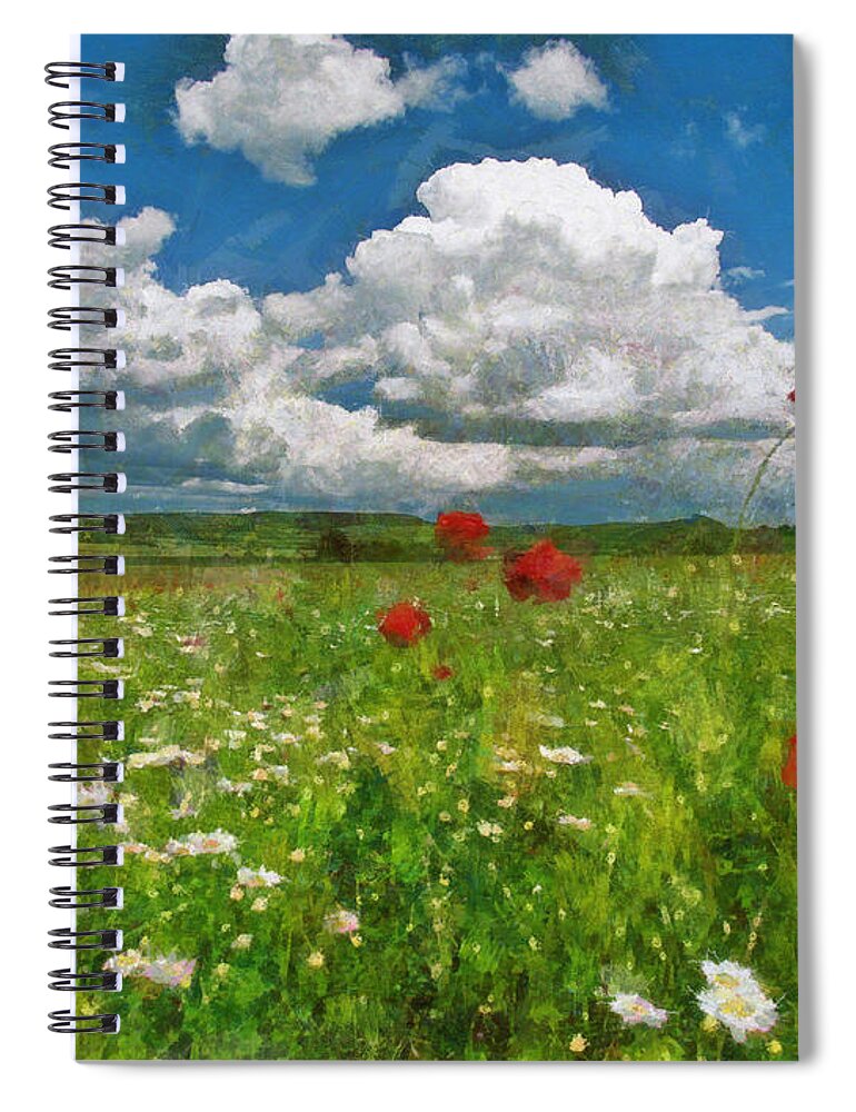 Landscape Spiral Notebook featuring the painting Summer landscape by Alexa Szlavics