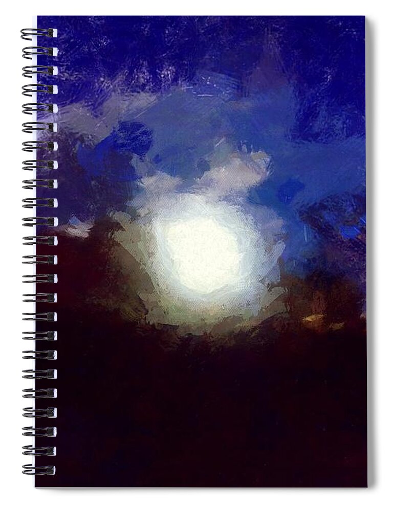 Sky Spiral Notebook featuring the mixed media Summer Moon by Christopher Reed
