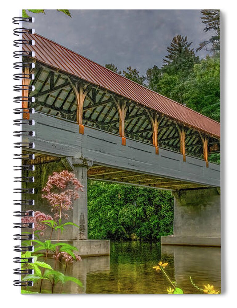 Tennessee Spiral Notebook featuring the photograph Summer Morning at the Covered Bridge by Marcy Wielfaert