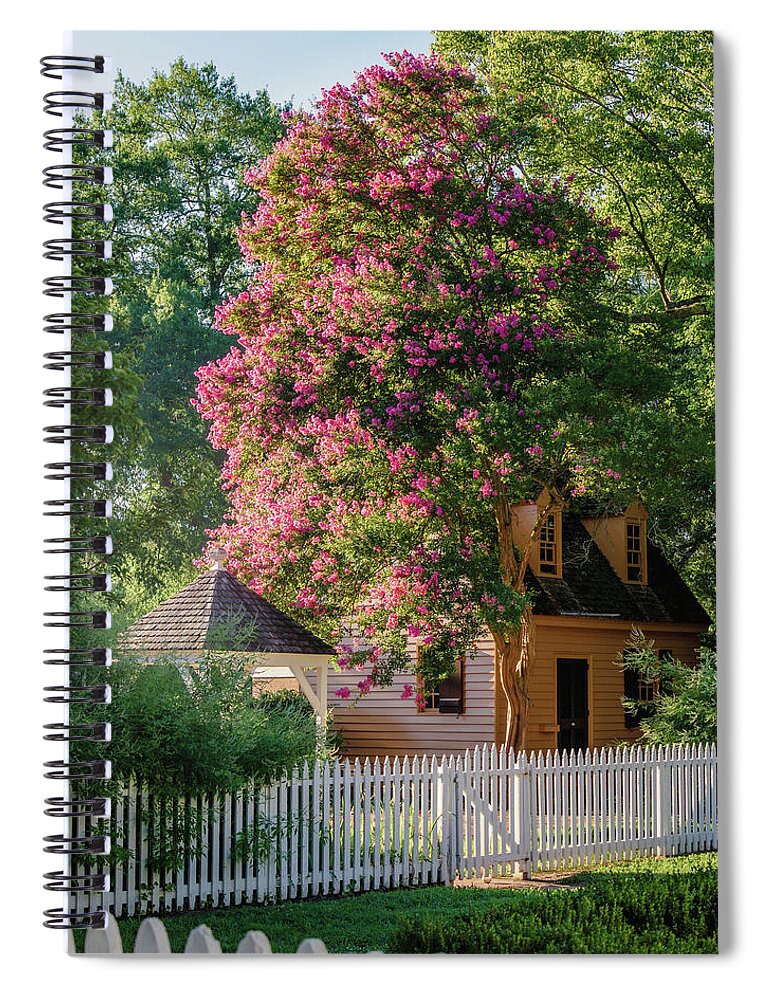 Colonial Williamsburg Spiral Notebook featuring the photograph Summer Myrtle by Rachel Morrison