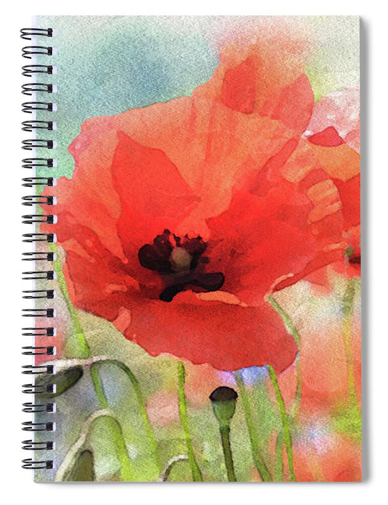 Summer Poppies Spiral Notebook featuring the painting Summer Poppies by Susan Maxwell Schmidt