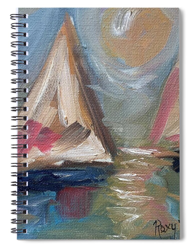 Sailboat Painting Spiral Notebook featuring the painting Summer Sailing by Roxy Rich