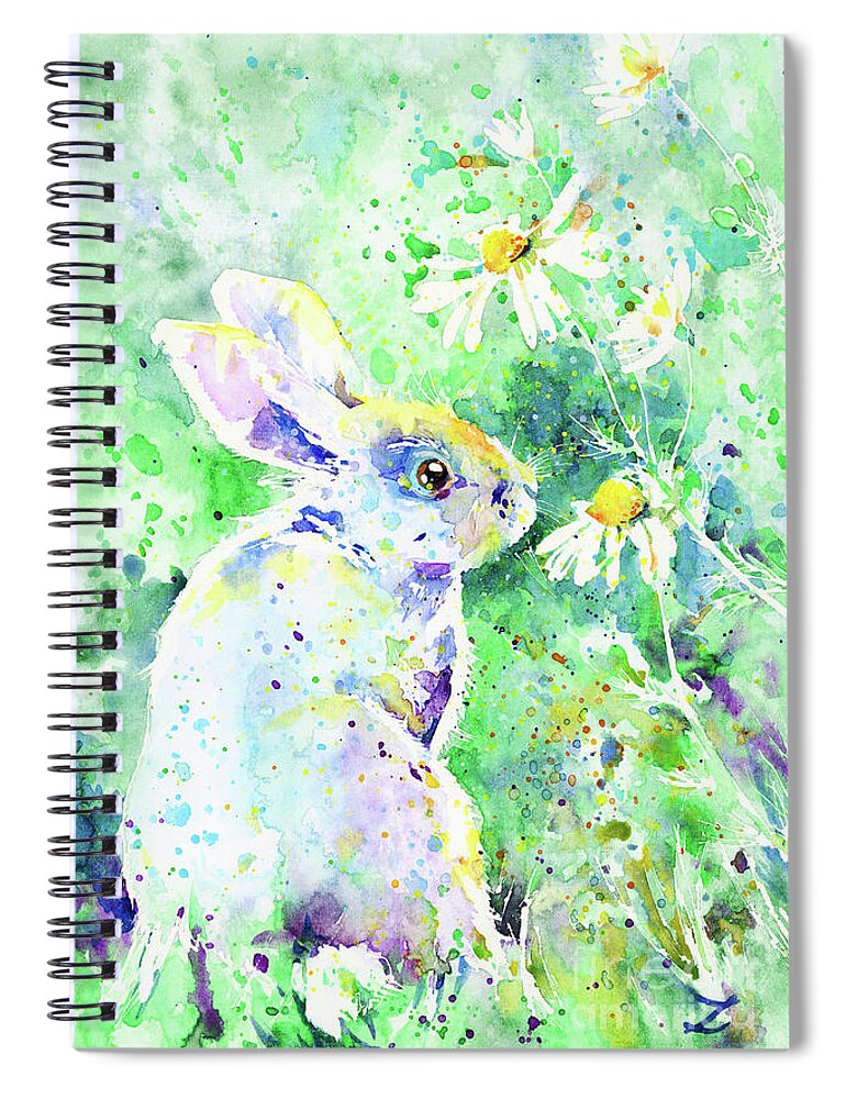 Rabbit Spiral Notebook featuring the painting Summer Smells by Zaira Dzhaubaeva
