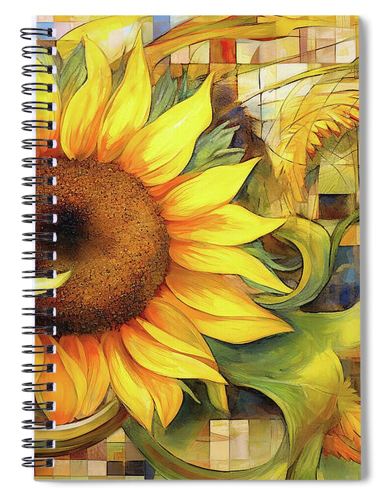 Sunflower Spiral Notebook featuring the painting Summer Sunflower by Tina LeCour