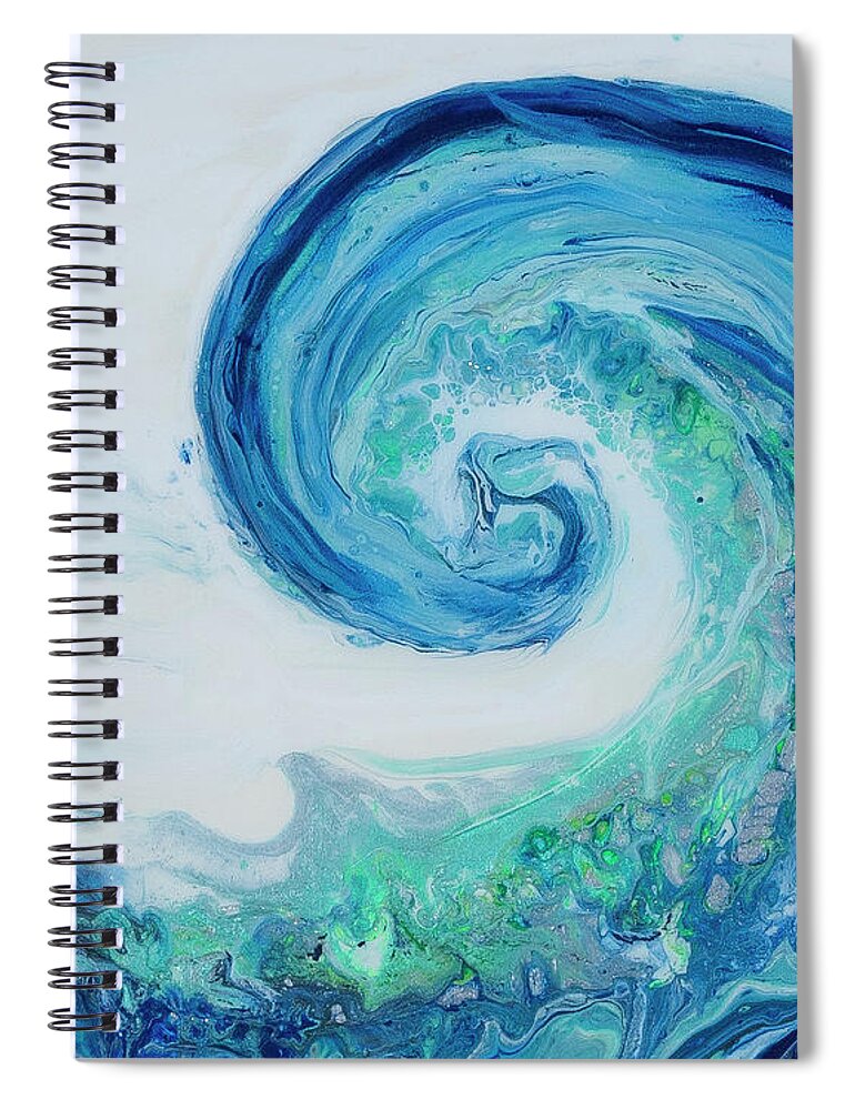 Seascape Spiral Notebook featuring the painting Summer Wave One by Steve Shaw