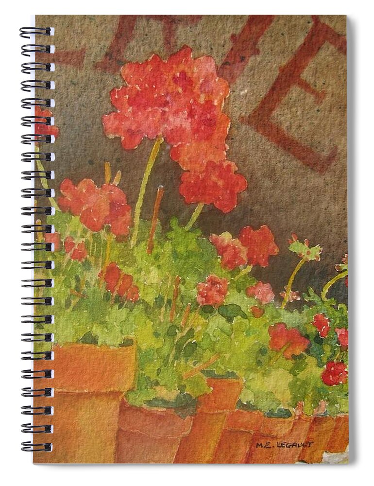 Geraniums Spiral Notebook featuring the painting Summers End by Mary Ellen Mueller Legault