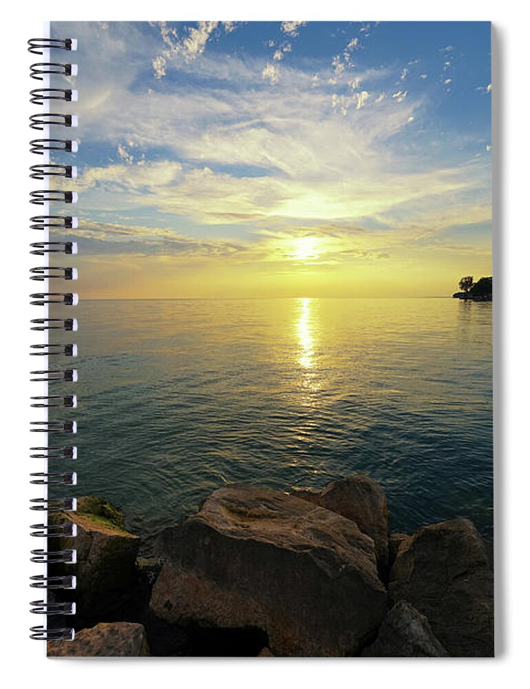 Summer's Shine On Lake Erie Spiral Notebook featuring the photograph Summer's Shine on Lake Erie by Rachel Cohen