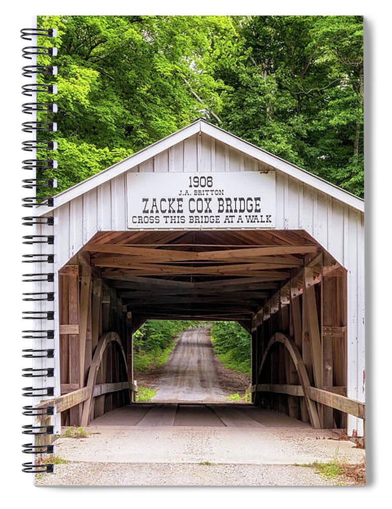 Parke County Spiral Notebook featuring the photograph Summertime at the Zacke Cox Covered Bridge by Susan Rissi Tregoning