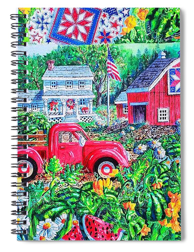 Red Truck Spiral Notebook featuring the painting Summertime by Diane Phalen