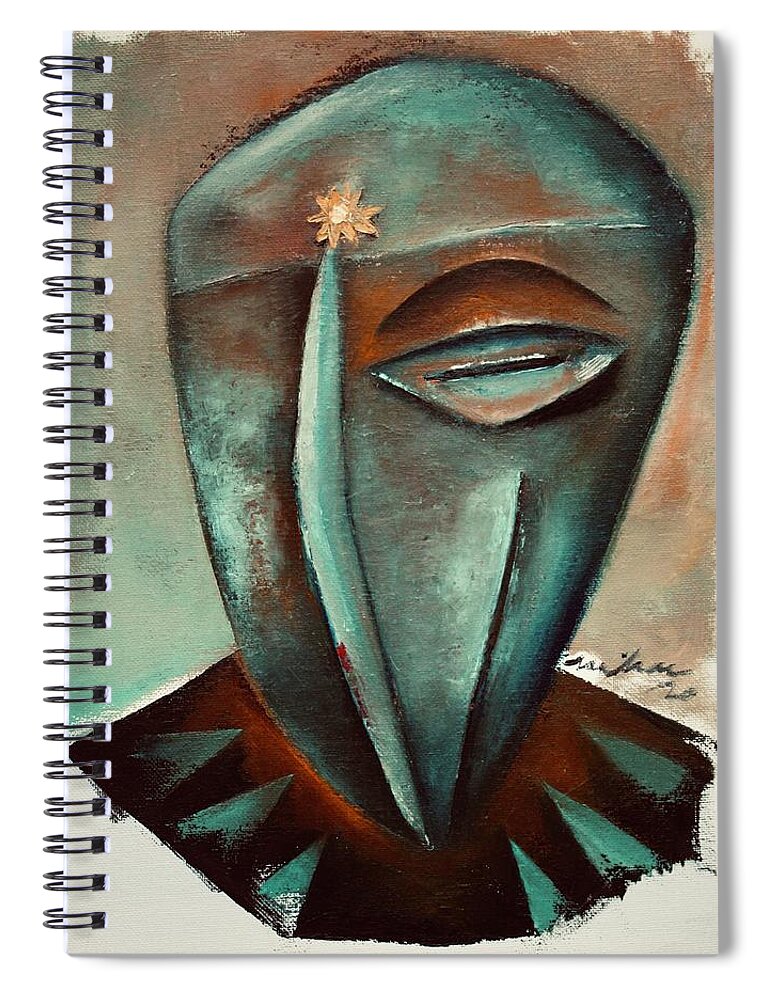 Sun Ra Spiral Notebook featuring the painting Sun Abaude / as to Sun Ra by Martel Chapman