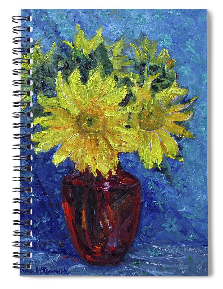 Flower Spiral Notebook featuring the painting Sun Flower by John McCormick