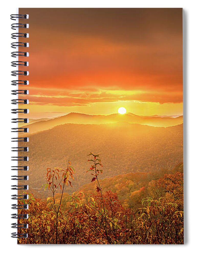 Maggie Valley Spiral Notebook featuring the photograph Sun Peeking Over The Mountains by Jordan Hill