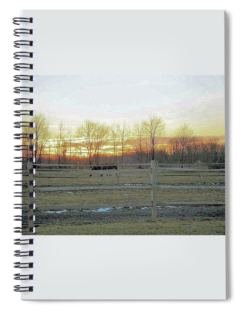 Sunset Spiral Notebook featuring the photograph Sun Setting on horses by Pour Your heART Out Artworks