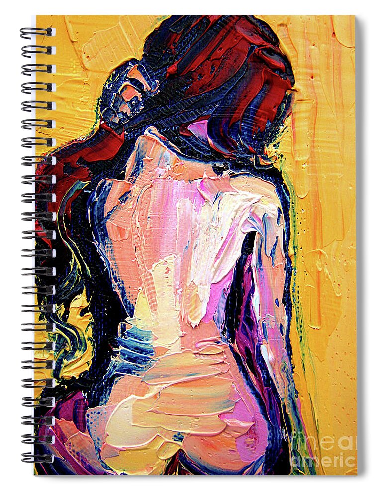 Nude Spiral Notebook featuring the painting Sunbathe by Aja Trier
