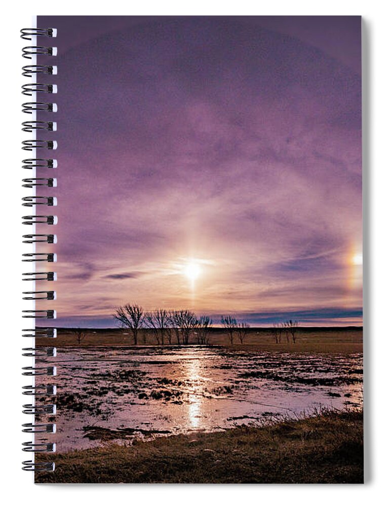 Sundog Spiral Notebook featuring the photograph Sundogs by Darcy Dietrich