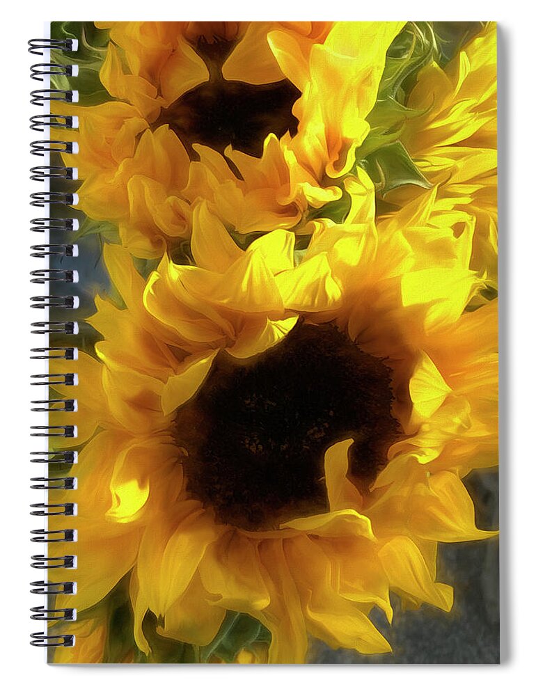  Spiral Notebook featuring the digital art Sunflower 2020 by Cindy Greenstein