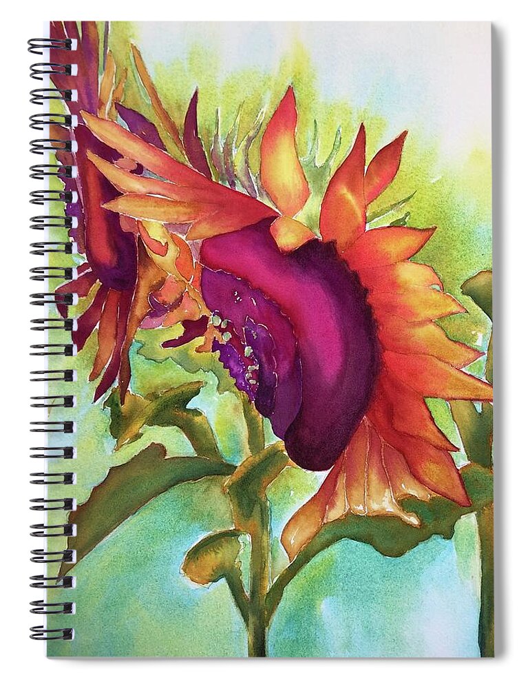 Sunflower Spiral Notebook featuring the painting Sunflower by Tara Moorman