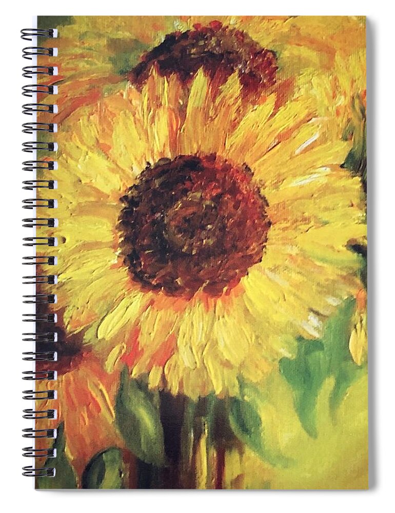 Sunflower Spiral Notebook featuring the painting Sunflower by Barbara Landry