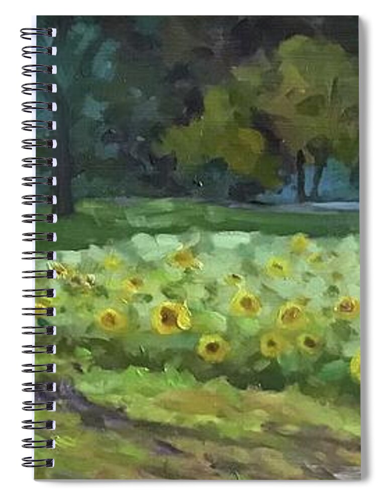 Sunflower Spiral Notebook featuring the painting Sunflower Field II by Anne Marie Brown