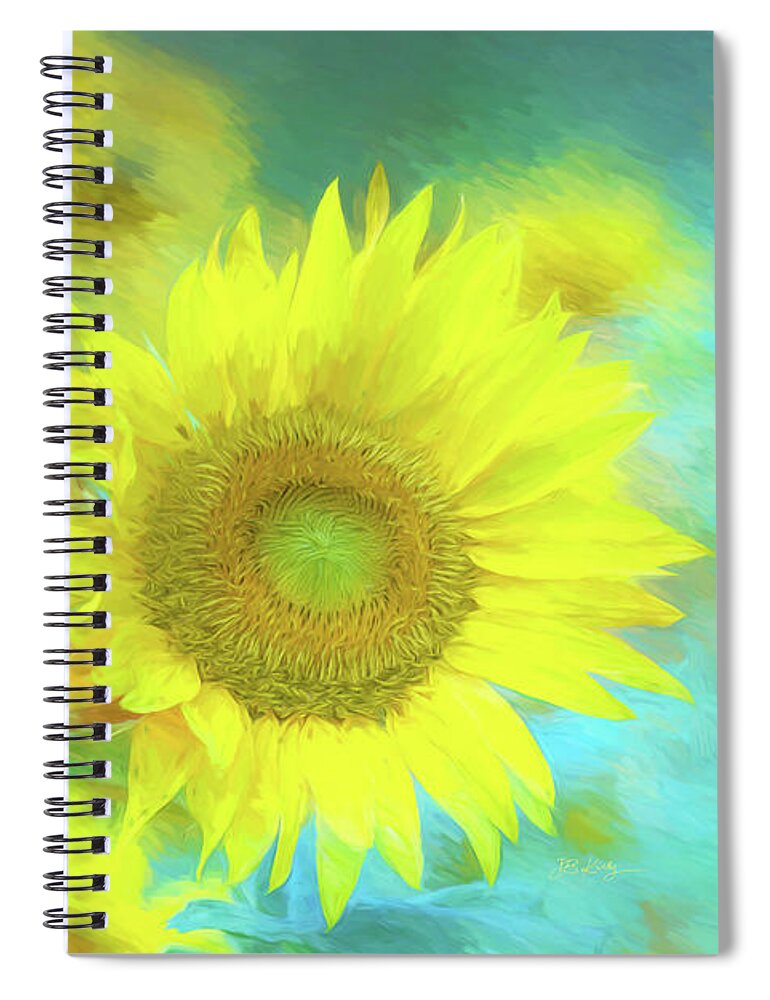 Sunflower Spiral Notebook featuring the photograph Sunflower in a field Photography by JBK Photo Art