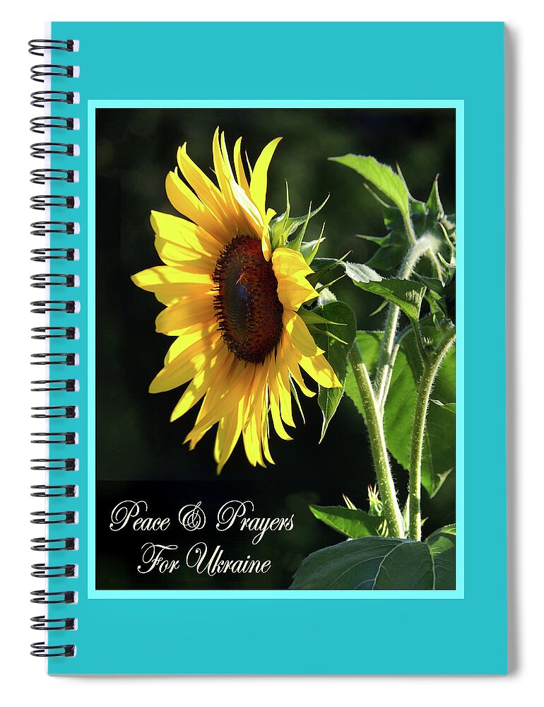 Ukraine Spiral Notebook featuring the photograph Sunflower of Peace and Solidarity by Nancy Griswold