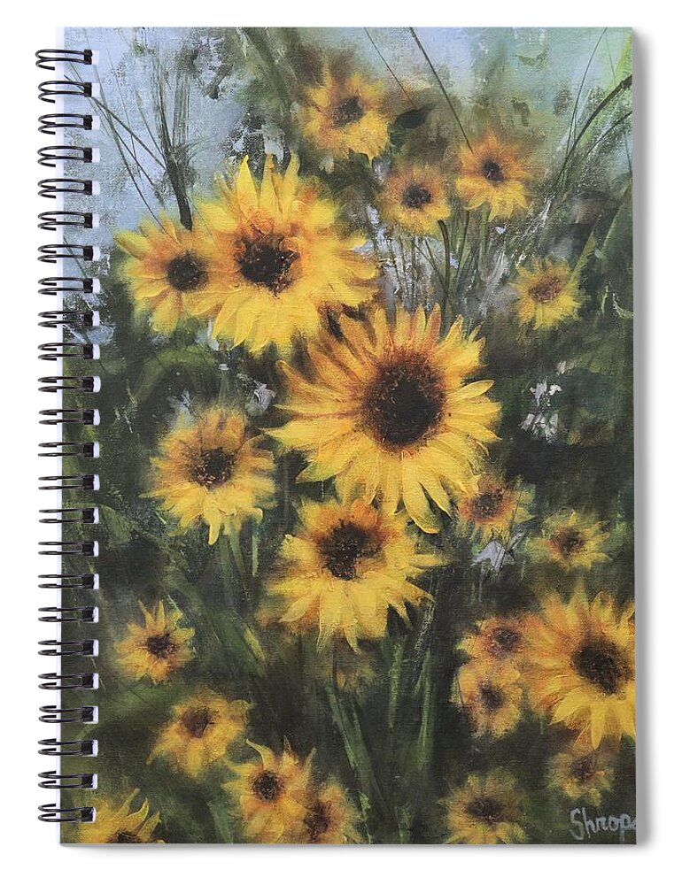 Sunflower Spiral Notebook featuring the painting Sunflower Proposal by Tom Shropshire
