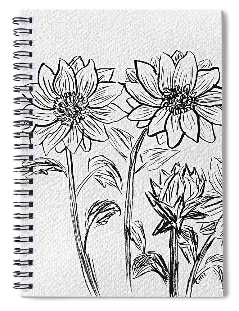 Sunflowers Spiral Notebook featuring the drawing Sunflower Sketch by Lisa Neuman