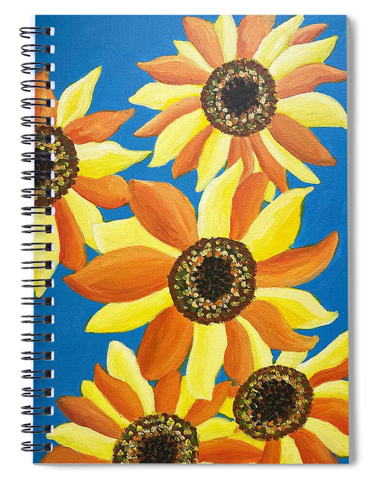 Sunflower Spiral Notebook featuring the painting Sunflowers Five by Christina Wedberg