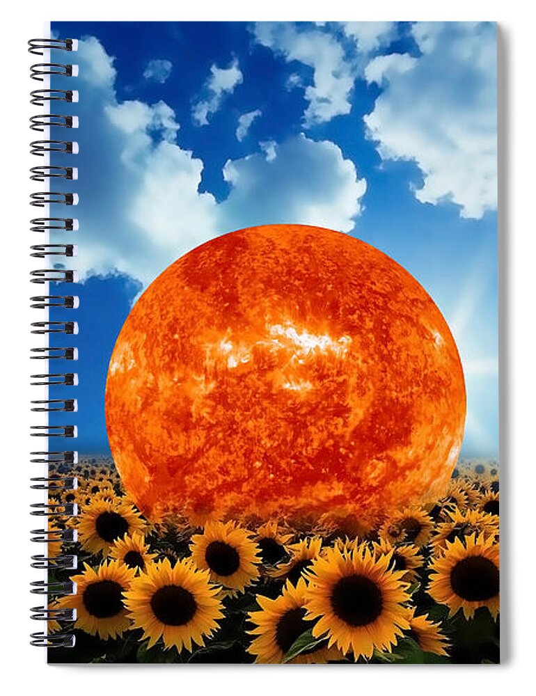 Sunflower Spiral Notebook featuring the mixed media Sunflowers by Marvin Blaine