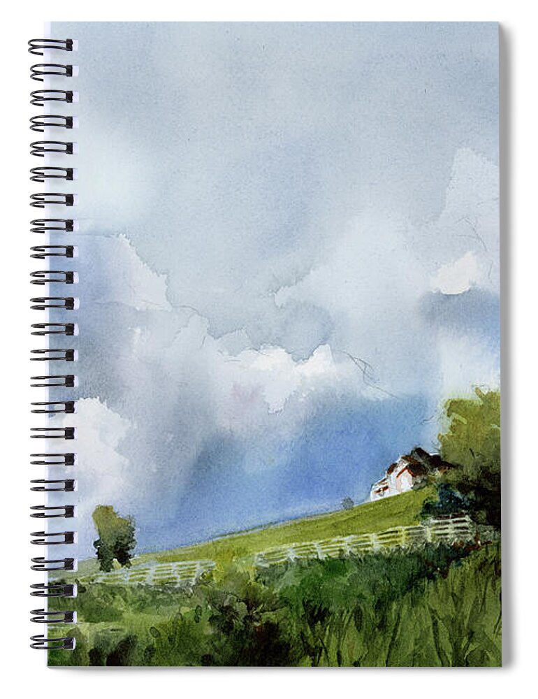 Mountainscape Spiral Notebook featuring the painting Sunkissed Mountain by Lois Blasberg