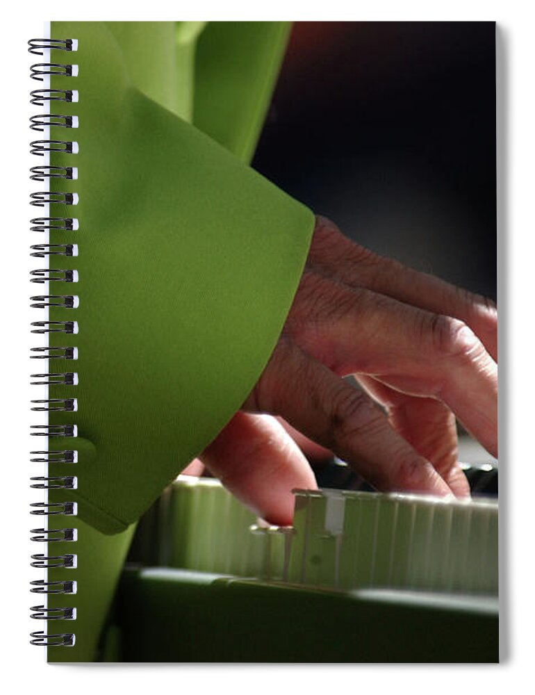 Keyboard Spiral Notebook featuring the photograph Sunlit Keyboard Ivory Magic by Bonnie Colgan