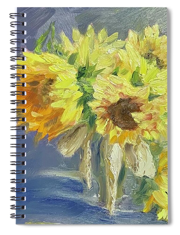 Sunflowers Spiral Notebook featuring the painting Sunny bouquet by Lori Ippolito