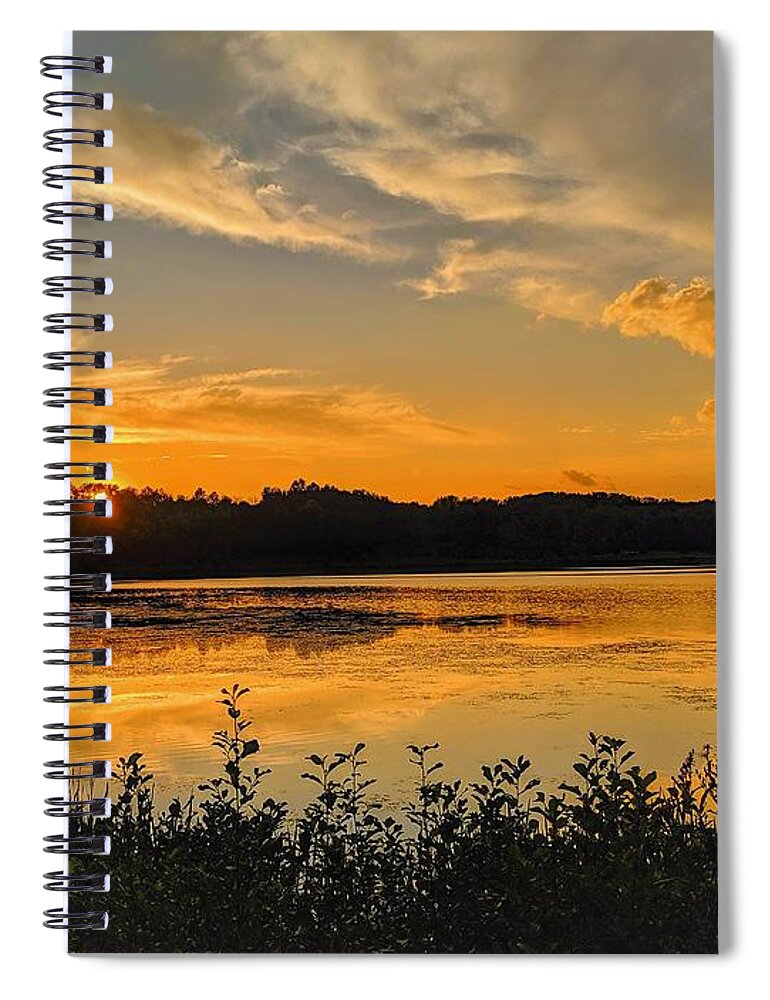  Spiral Notebook featuring the photograph Sunny Lake Park Sunset by Brad Nellis