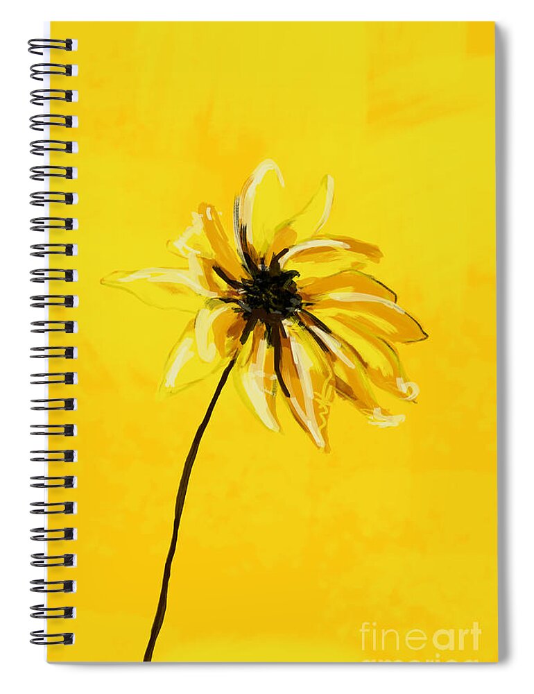 Sunflower Spiral Notebook featuring the painting Sunny Sunflower by Go Van Kampen