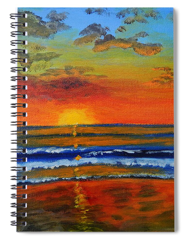 Beach Spiral Notebook featuring the painting Sunrise #713 by Mike Kling