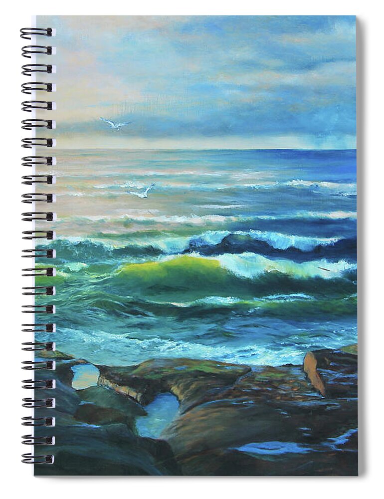 Oregon Spiral Notebook featuring the painting Sunrise After the Storm by Jeanette French