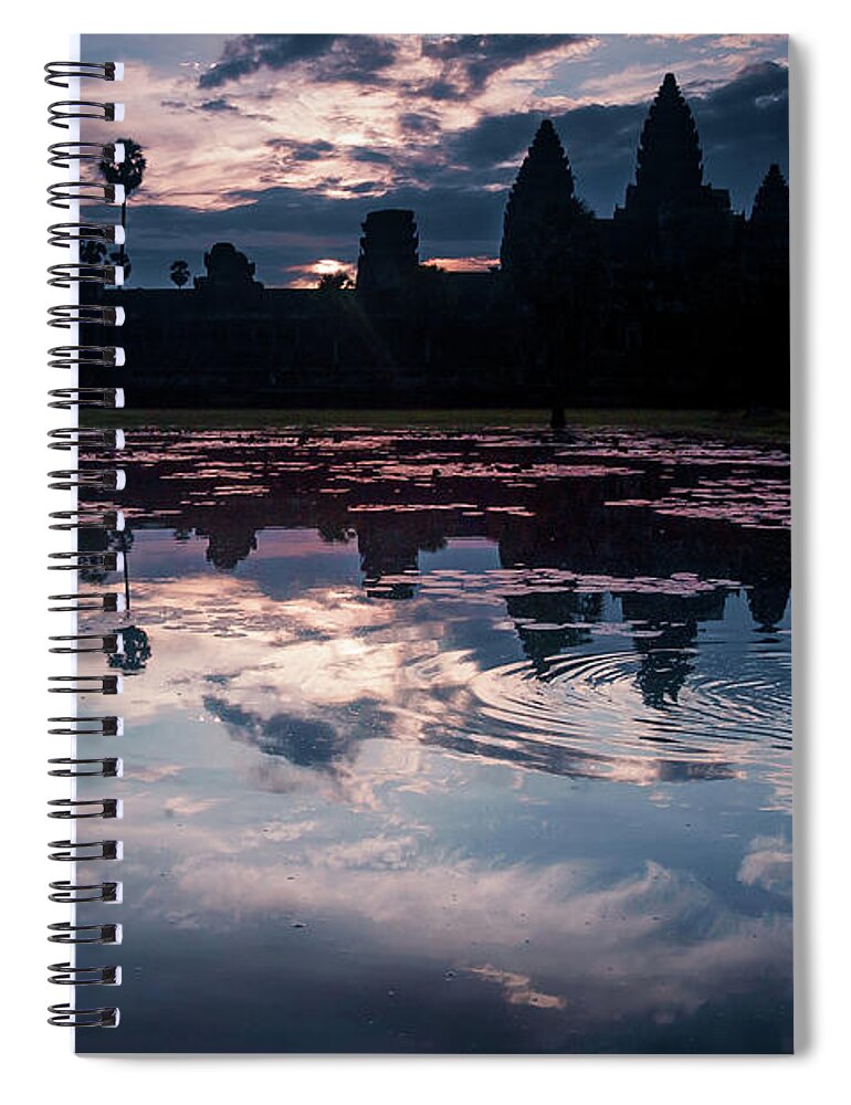 Battambang Spiral Notebook featuring the photograph Sunrise at Angkor Wat by Arj Munoz