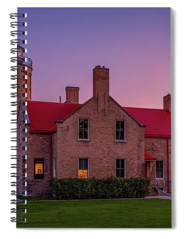 Kevin Mcclish. K Spiral Notebook featuring the digital art Sunrise at Old Mackinac Point by Kevin McClish