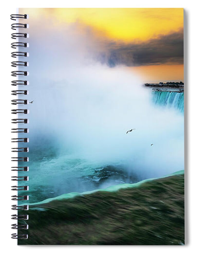 Canada Spiral Notebook featuring the photograph Sunrise at the Falls by Dee Potter