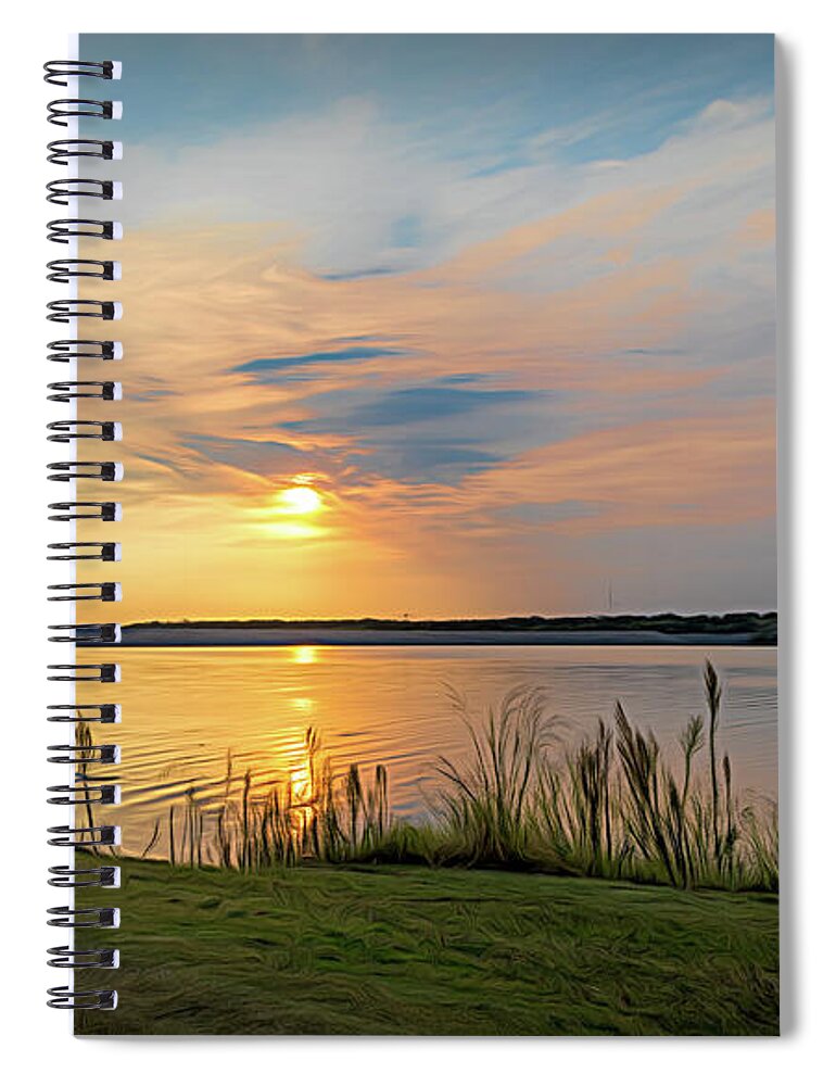 Great Salt Plains Spiral Notebook featuring the photograph Sunrise at the Lake by Debra Martz