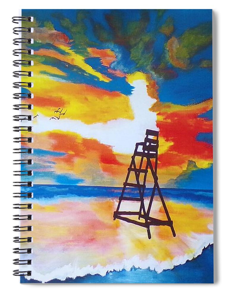 Seascape Spiral Notebook featuring the painting Sunrise Before the Storm by Kathie Camara
