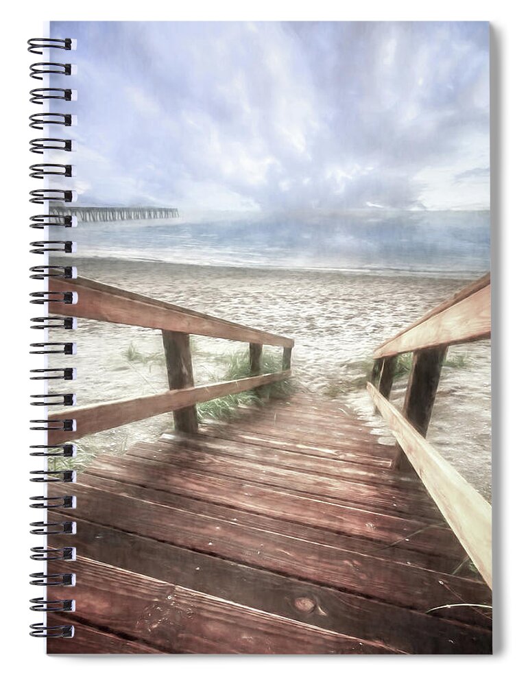 Coastal Spiral Notebook featuring the photograph Sunrise Drama Cottage Watercolor Hues by Debra and Dave Vanderlaan