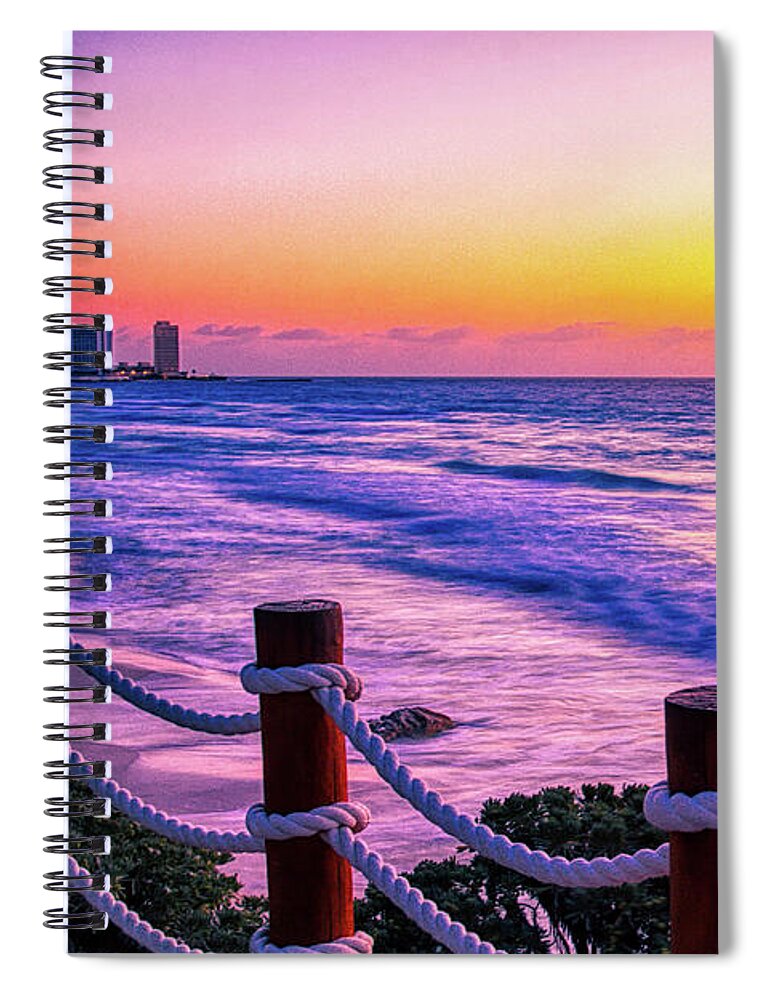 Sunrise Spiral Notebook featuring the photograph Sunrise in Cancun by Tatiana Travelways