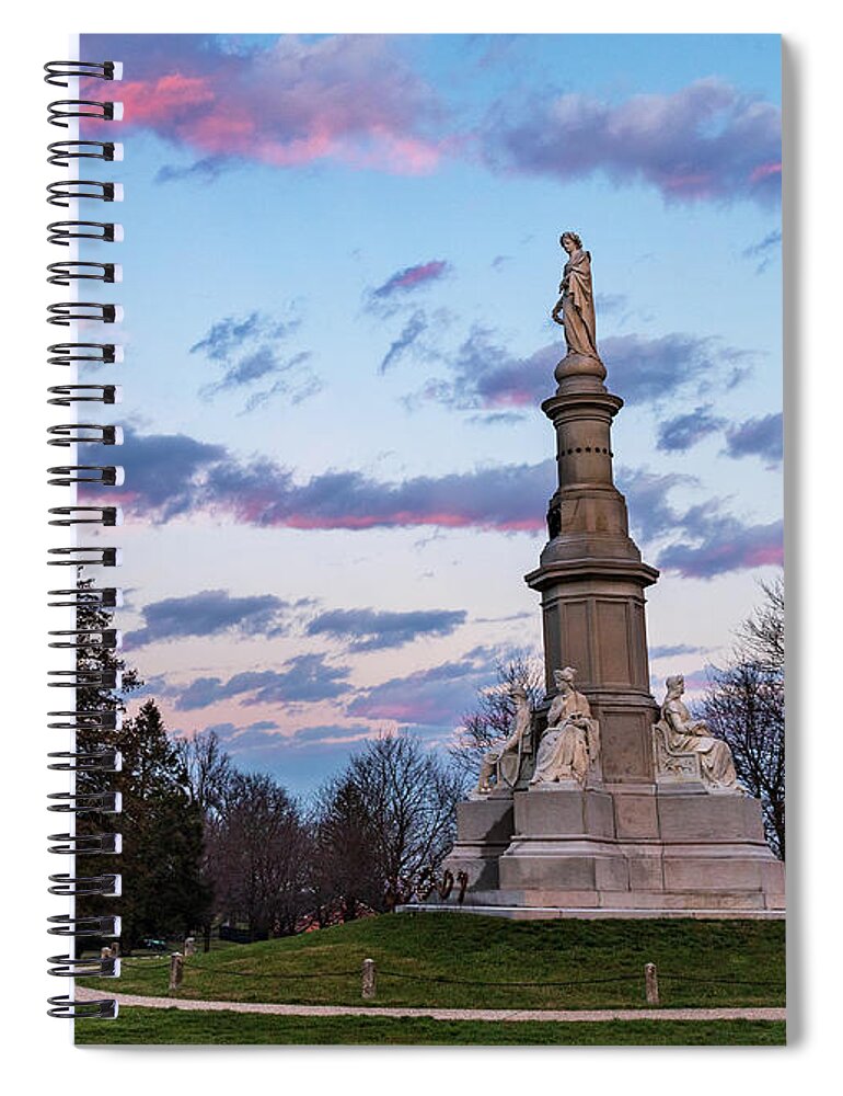 Historic Spiral Notebook featuring the photograph Sunrise in Gettysburg 5 by Amelia Pearn