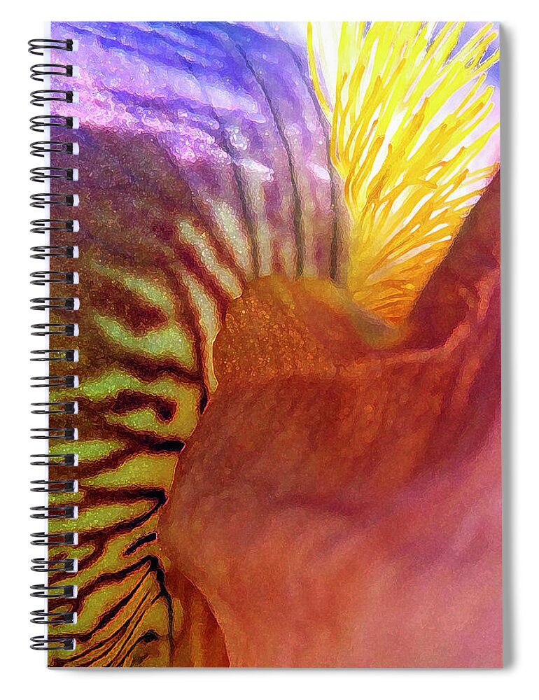 Iris Spiral Notebook featuring the digital art Sunrise Iris Flowerscape 3 by Laura Davis